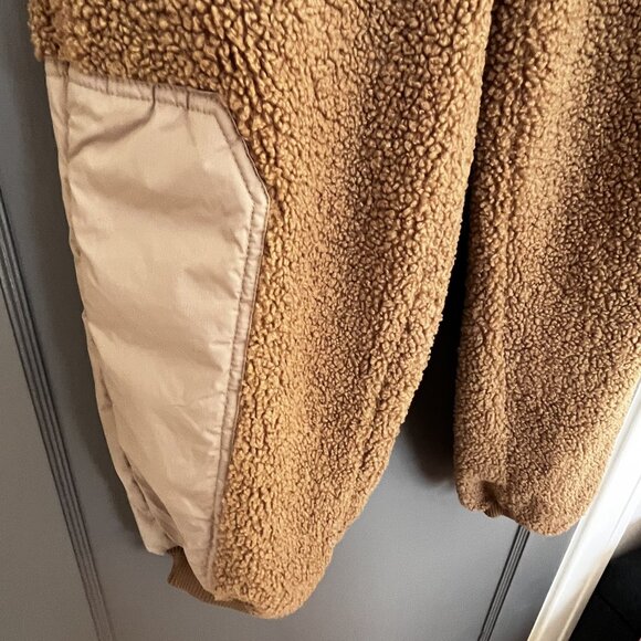 NWT H&M Block-Colored Teddy Joggers Women's Size Small S Tan Fleece High Waist - Picture 7 of 13